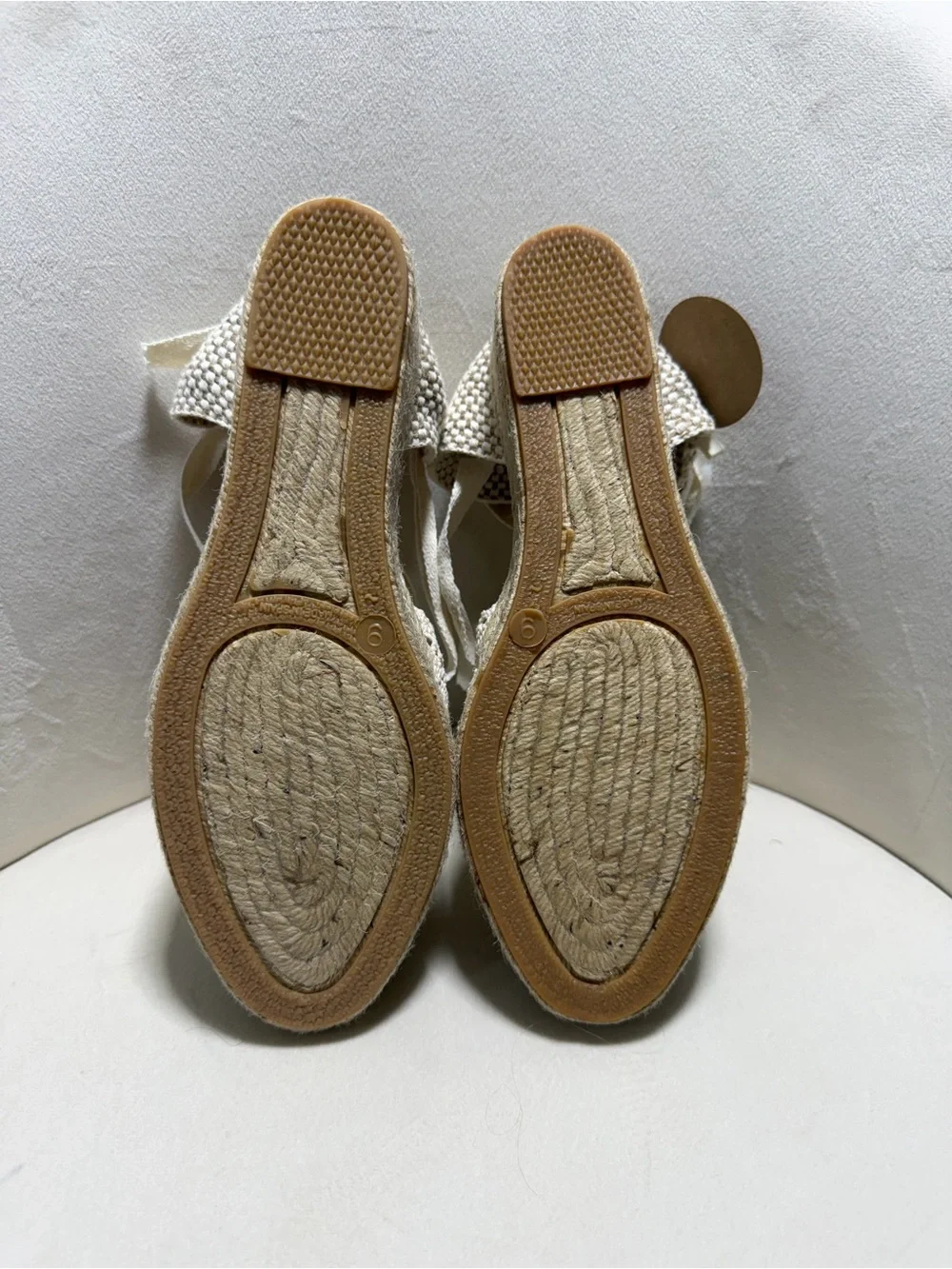 NWT Dalson Espadrille Crochet Lace Wedge Sandals Ankle Tie Ecru Size 9